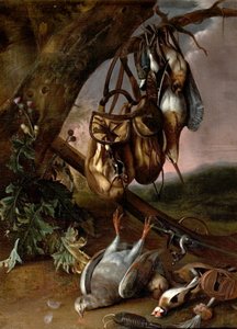 Nature Morte avec Gibier Mort (Pigeon et Autres Oiseaux) - Pieter Withoos